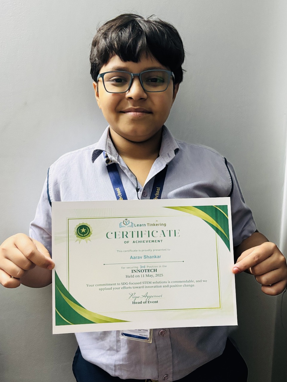 Student with drone gift